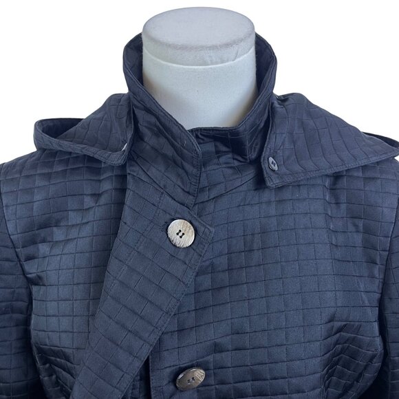 Fleet Street Womens Black Quilted Hooded Coat Button Front Lightweight Jacket S - Picture 4 of 8